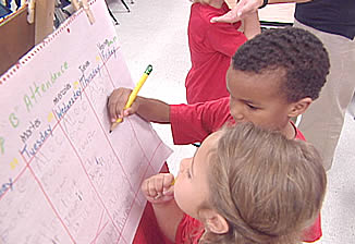 Students signing in as they arrive