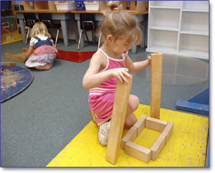 Child playing with blocks